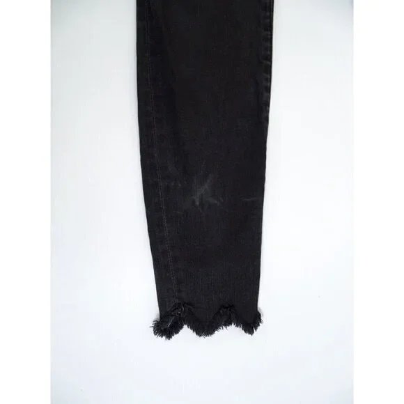 Frame Denim Le High Skinny Jeans Sz‎ 26 Asymmetrical Fringe Hems Jagged Whittier - Picture 6 of 9